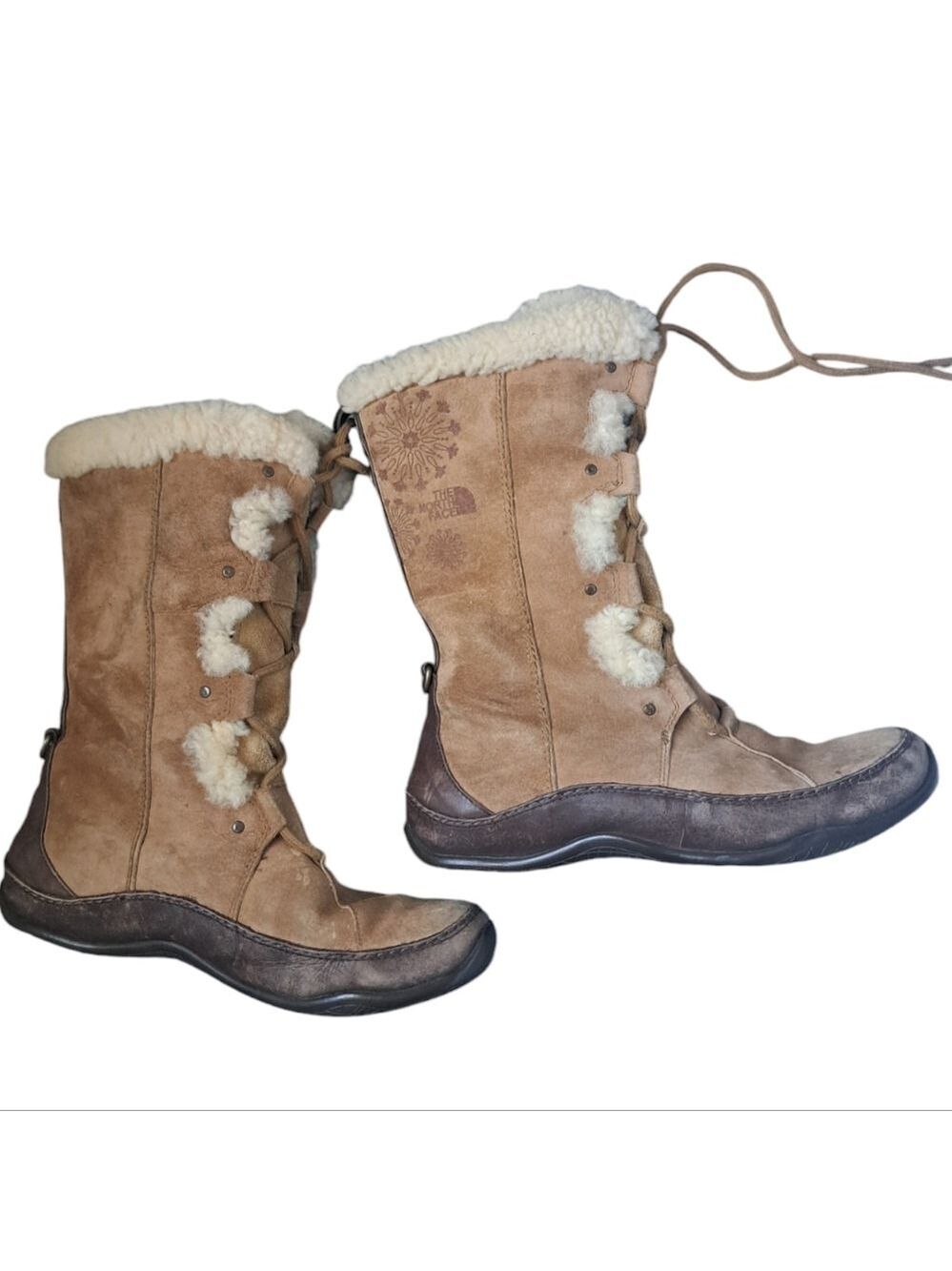 THE NORTH FACE Abby Apres snow winter boots shearling leather worn used 9.5 - Picture 8 of 16